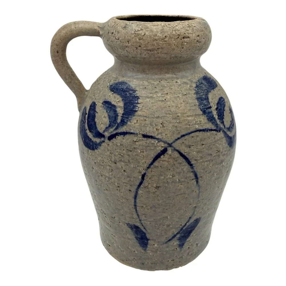 VTG 1970s INARCO Made In Thailand Salt Glazed Earthenware Floral Jug VASE 5.2